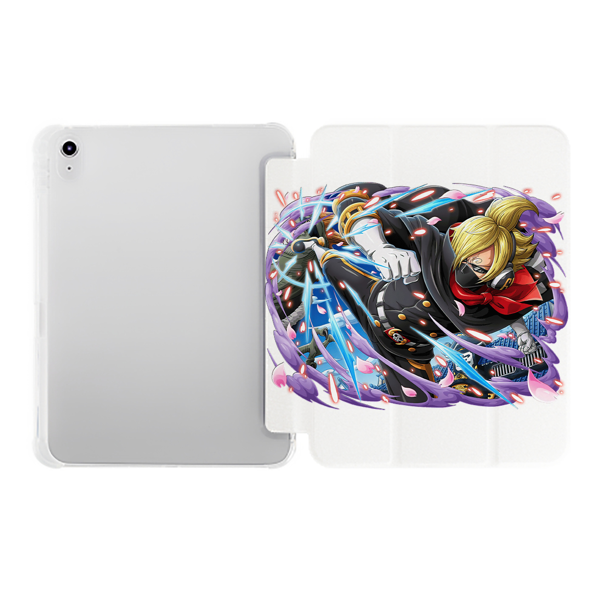 （画像用） ワンピース サンジ ONE PIECE Sanji IPad ケース ペン収納付き 三つ折りスタンド PUレザー×シリコン 対応機種9.5/10.5/10.9インチ